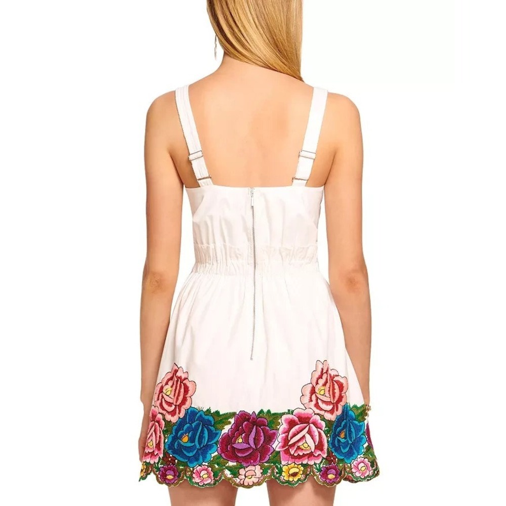 Ramy Brook NWT Marian Floral Scalloped Hem Mini White Dress Size 2 - Picture 3 of 9